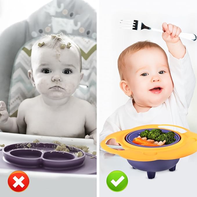 Baby Spill-Proof Gyro Bowl  وعاء الجايرو المقاوم للانسكاب للأطفال