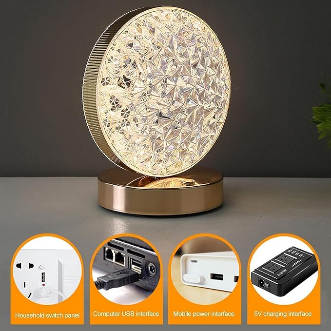 Crystal Round LED Table Lamp مصباح طاولة LED دائري كريستالي