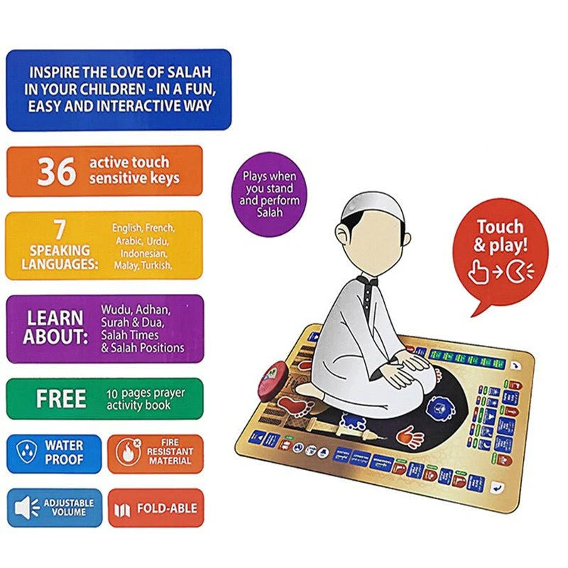 Kids Islamic Learning Prayer Mat سجادة تعليم الصلاة الإسلامية للأطفال